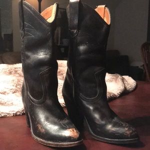Black Leather Cowboy Boots
